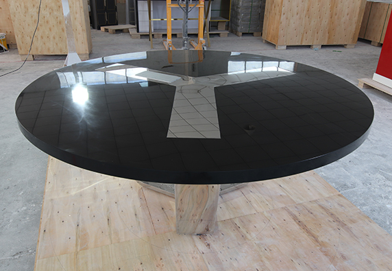 Black Artificial Stone Top Conference Table Modern Design Round Shape