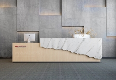 Hotel White Marble Modern Reception Desk Size Straight