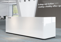 Company lobby front desk white straight glossy stone