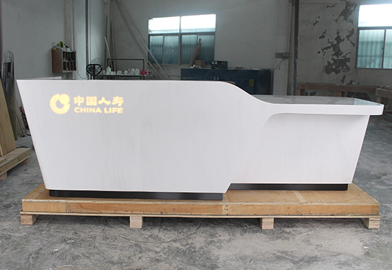 white corian stone company lobby reception desk luxury