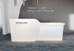 white office corian stone beauty salon recetpion desk