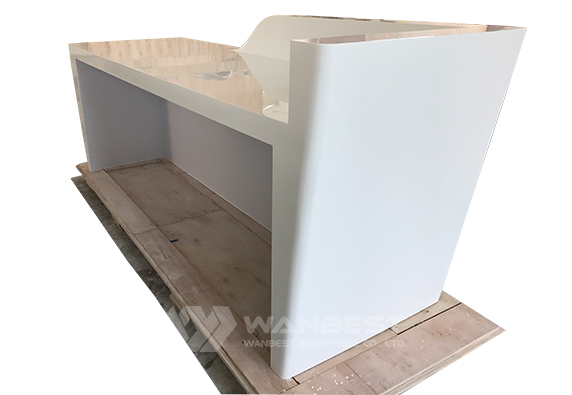 white office corian stone beauty salon recetpion desk