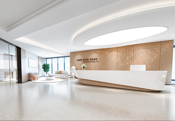 timber white stone custom commercial reception desk