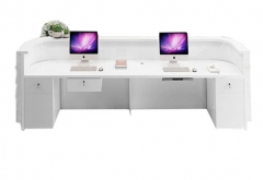 luxury white gloss led office nail salon reception desk