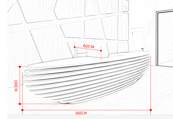 Spa salon  modern White oval reception desk for sale