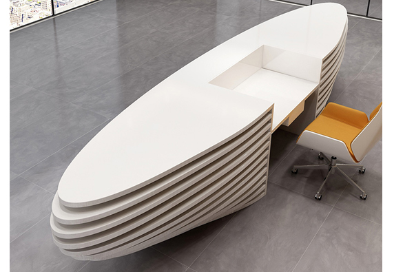 Spa salon  modern White oval reception desk for sale