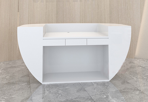 Salon small white curved reception counter desk for sale