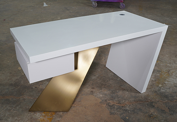 White artificial stone gloden decoration office desk