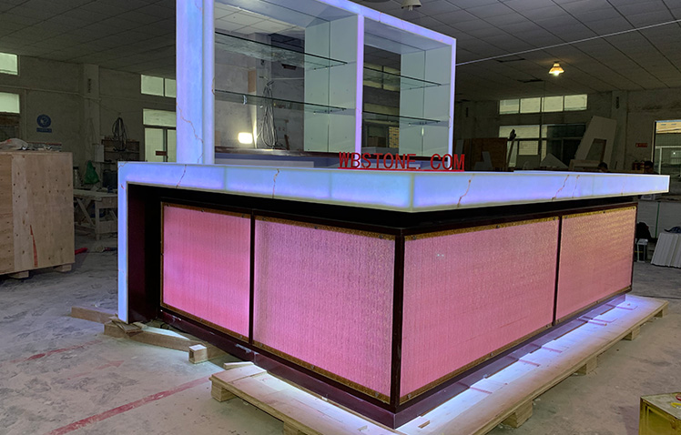 Large LED RGB Light Night Club Acrylic Stone Bar Counter