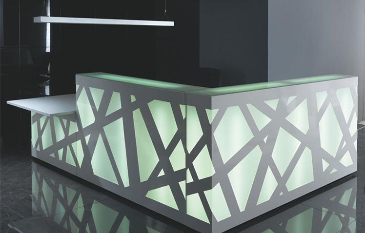 USA style acrylic solid surface RGB reception desk set