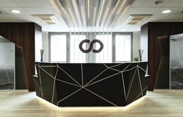 Large LED Lighting C shape laser design Reception Desk