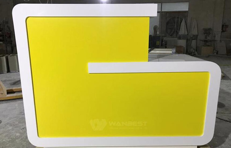 Yellow & White corian Reception desk