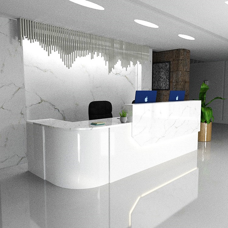 oval reception desk