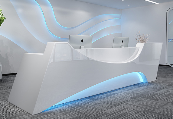 modern custom led  white reception desk design