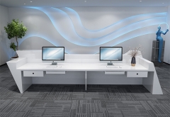 modern custom led  white reception desk design