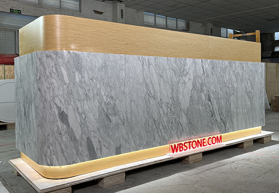 Semi curved natural marble reception desk office desk