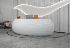 office curved white oval reception desk design