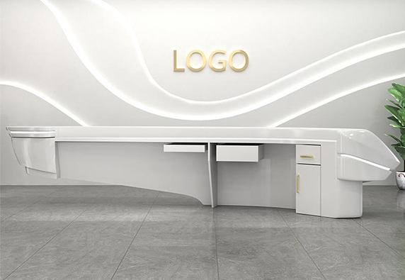 Modern office decor Customizable White Reception Desk