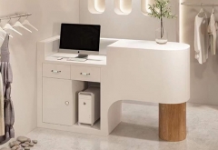 Modern white reception checkout counter for shops