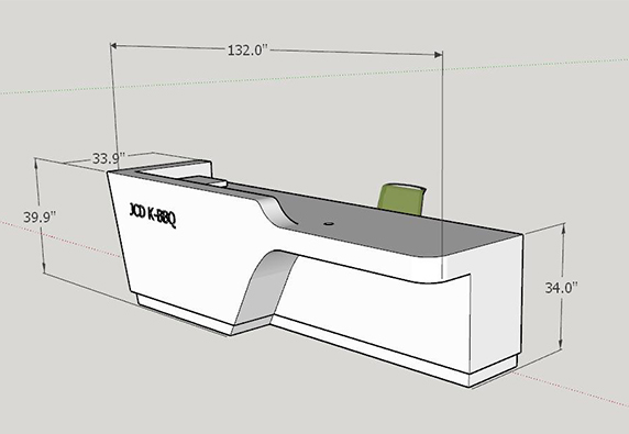 New design white led artificial marble reception desk