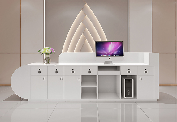 Modern Latest Style LED Strip White Reception Desk
