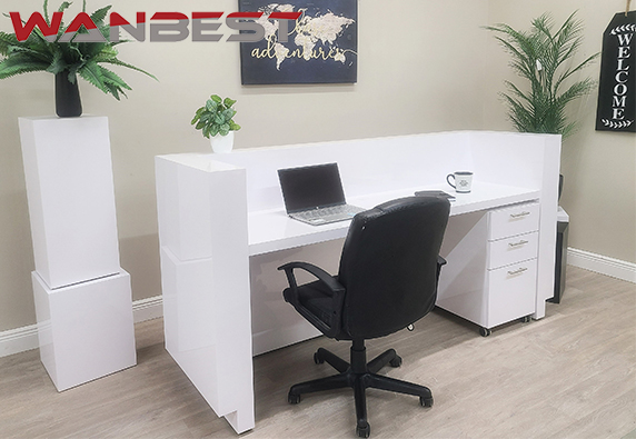 salon modern office black white reception desk desgin