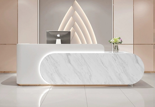 Modern Latest Style LED Strip White Reception Desk