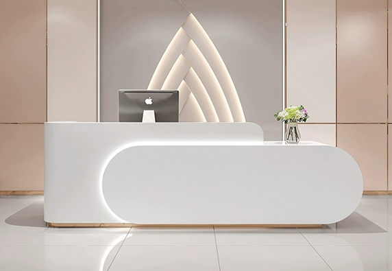 Modern Latest Style LED Strip White Reception Desk