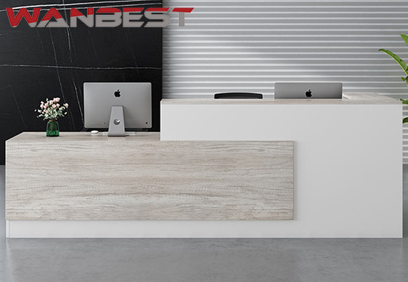 l shaped wood white black reception desk dimensions