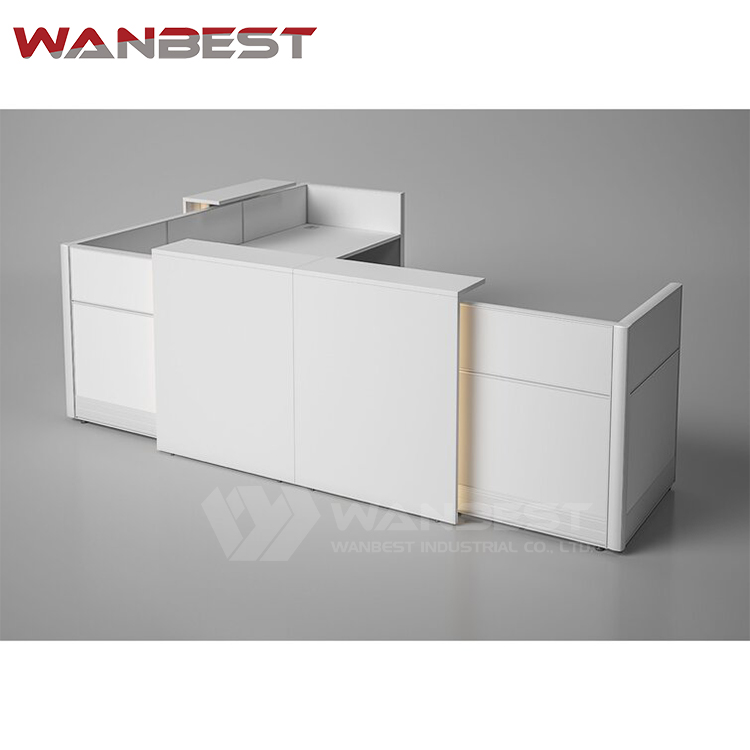 Luxury marble L-shape reception desk for 2 person 