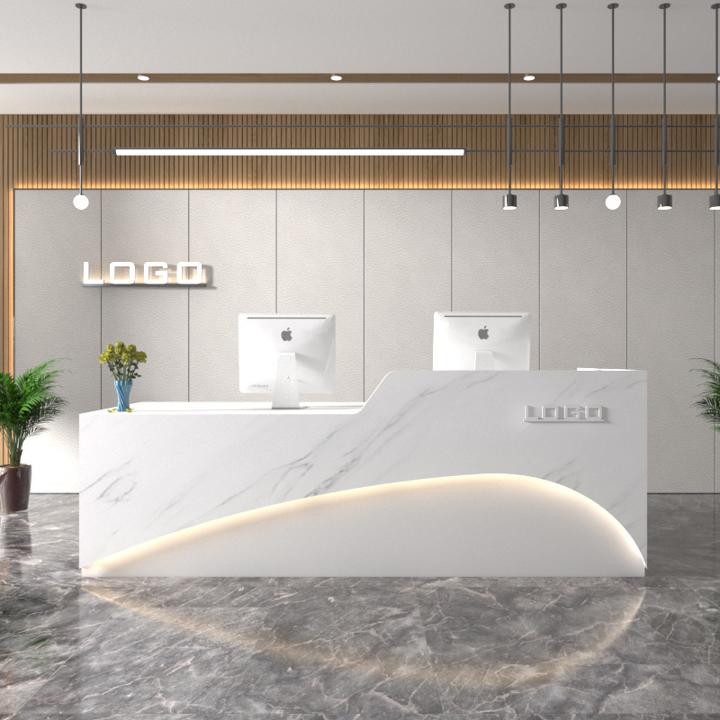 marble office front counter with led light 