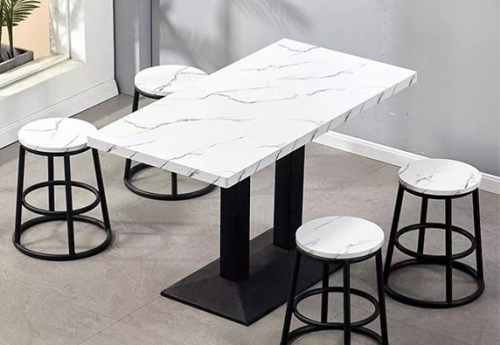 small rustic white solid surface dining room table set