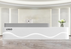 white modern wave led reception table desk for salon