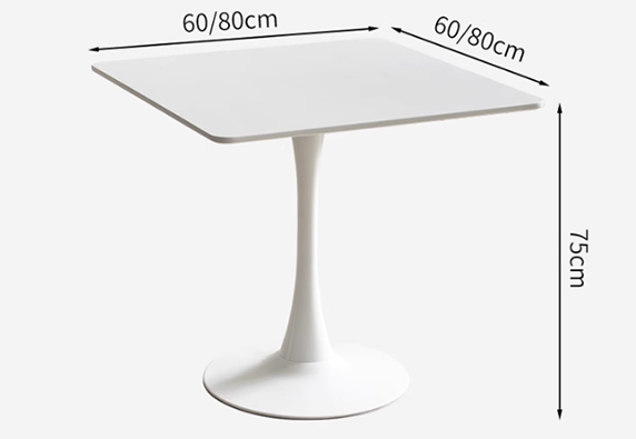 Modern white simple round small square dinning table