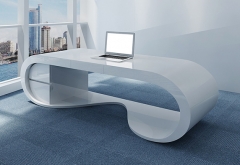 Executive white business with drawer marble office desk