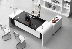 Modern commercial black I shape executive office desk