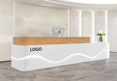 white modern wave led reception table desk for salon