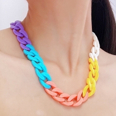 Hot sale popular Marca dragon color cuban link chain resin necklace