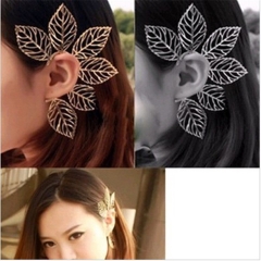 Hollow out leaves one piece ear climber