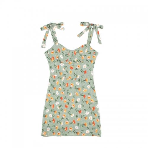 Flower Polka Dot Sling Dress