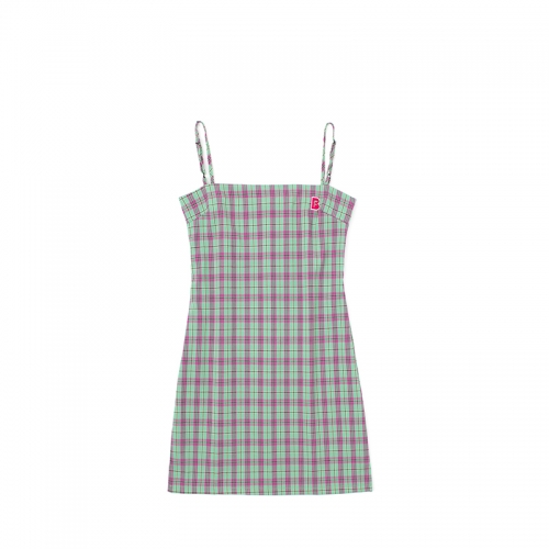 Plaid letter small fresh suspender skirt