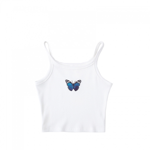 Butterfly print super short strap