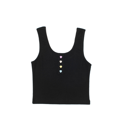 Solid color love button short vest