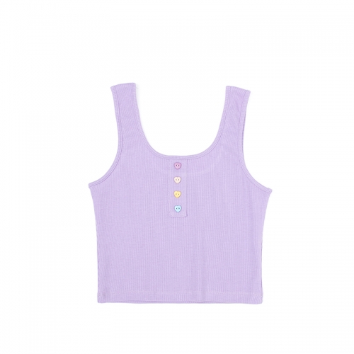 Solid color love button short vest