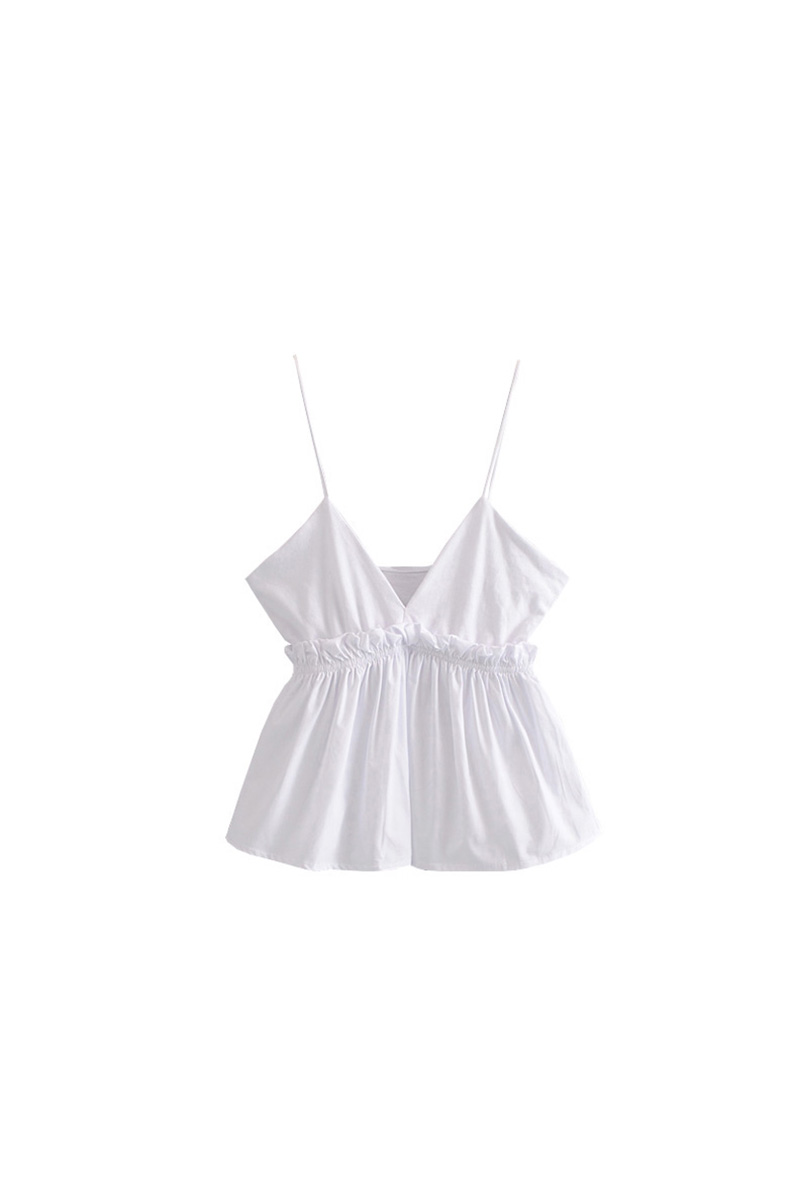 Ruffled deep V low-cut sling