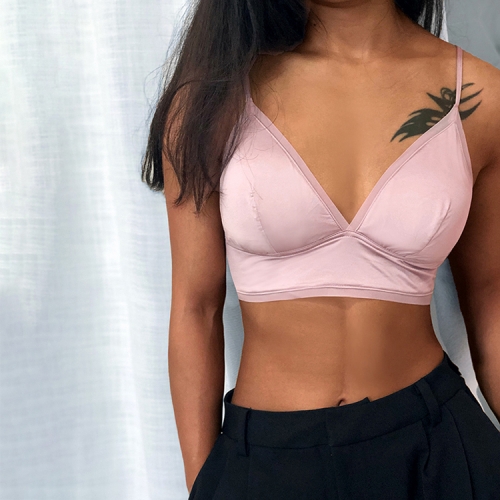 Non-wire triangle cup pullover ice silk bra underwear