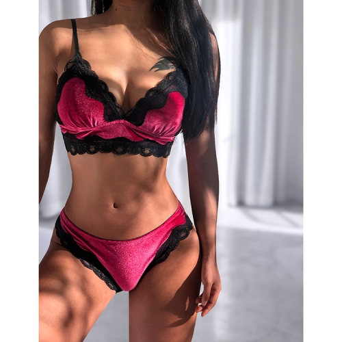 Velvet thin bra underwear set