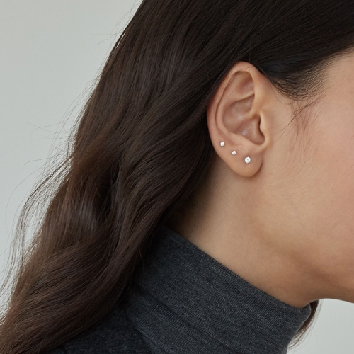 925 silver multi-size zircon and diamond minimalist earrings