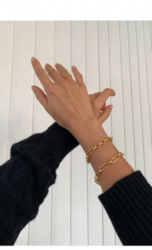 Long lasting color ins fashion blogger gold thick chain bracelet