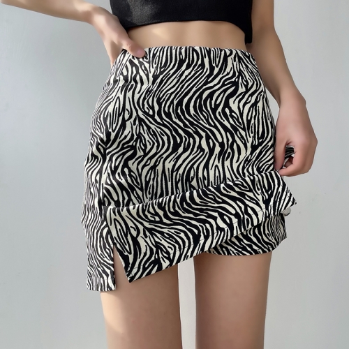 Vintage zebra print slit skirt